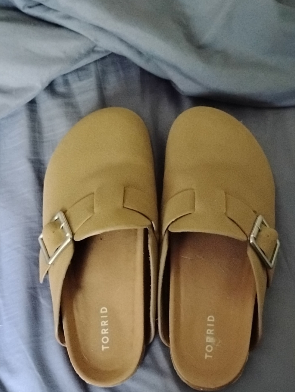 torrid Mustard Tan Buckle Slip-On Clogs